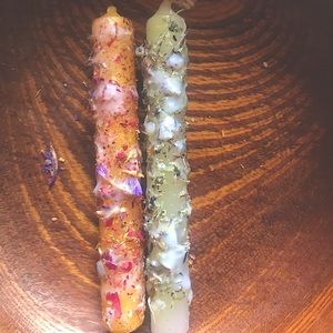 2 Spell Candles 1 Cleansing and 1 beeswax Personal Power chime size